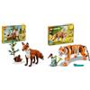 LEGO Creator 3 in 1 Animali della foresta: Volpe rossa, Gufo, Scoiattolo modello 31154 + Set 3 in 1 da Tigre maestosa a Panda o Pesce Koi 31129, Giocattolo da costruzione, Regali per bambini