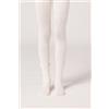 Calzedonia Collant In Cotone A Costine Con Fiocco Da Bambina Bianco