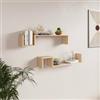 DEGHI Set 2 mensole decorative 90x18 cm in legno rovere - Tetris