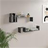 DEGHI Set 2 mensole decorative 90x18 cm in legno antracite - Tetris