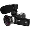 BODORME Videoregistratore con telecamera Videocamera Full 4K Videocamere digitali professionali Streaming live Fotografia 18X Registratore Vlog Webcam Ultra HD(32G SD Card,With Lens Microphone)