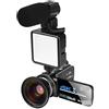 BODORME Videoregistratore con telecamera Videocamera Full 4k Videocamera professionale Streaming live Visione notturna Fotocamere digitali da 58 MP Registrazione Vlog(NO SD Card,With Lens Light MIC)