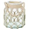 DRW Vaso portacandele in vetro con corda in trasparente e naturale, 20 x 20 x 23 cm