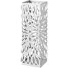 DRW Portaombrelli Quadrato in Metallo Traforato Design Moderno Argento 15,5 x 15,5 x 49 cm, Cristallo e Corda, Trasparente e Naturale, Medidas: 19x19x54 cm