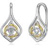 VONALA Orecchini celtici in argento Sterling con nodo celtico Trinity Nodo Leverback orecchini per donne irlandesi gioielli per donne, Argento sterling