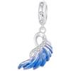 luvhaha Gradient Blue Angel Wings Charm in argento Sterling 925 con piuma, adatto a Pandora, Argento sterling