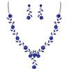 Clearine Matrimonio Gioielli Set Foglia Cluster Fiore Cristalli Ciondolo Collana Orecchini pendenti per Sposa Zaffiro Colore Argento-fondo
