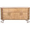 DRW Credenza con 4 Ante in Legno e Gambe in Metallo Naturale e Oro 153 x 43 x 77 cm, Ferro e Pietra, Nero e Multicolore, Medidas: 42x36x92 cm