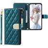 EuoDuo Compatibile con Samsung Galaxy A55 5G Cover Libro Portafoglio Custodia Pelle PU Aspetto del Rombo Progettato Glitter Magnetica Flip Telefono Case Donna Ragazza - Verde smeraldo