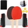 talifoca Set di racchette da ping pong professionale con rete retrattile, 2 racchette, 3 palline da ping pong e borsa a rete - Set da ping pong per bambini