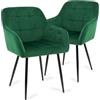 Higliocas Sedie Sala da Pranzo Set 2 - Sedia Cucina Velluto Poltroncina Imbottita Con Gambe Metallo (verde-2)