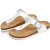 PERLETTI Infradito Donna Comode e Leggere - Ciabatte Estive Pantofole Casa Esterno con Suola Antiscivolo - Sandali Comfort Ragazza Estate con Sottopiede Vera Pelle (Infradito Bianco Perla, EU 38)