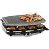 Cloer 6430 Griglia per Raclette con Piastra in Pietra Naturale Rimovibile, 1200 W, 8 padelline con rivestimento antiaderente