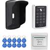 YAVIS RFID - Sistema di controllo di accesso, lettore di schede indipendente e tastiera + custodia antipioggia + pulsante di uscita del sistema di controllo di accesso, 1000 utenti + 10 ID portachiavi