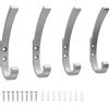 KYOEON 4 ganci appendiabiti in argento, ganci appendiabiti da parete, ganci per viti, ganci per asciugamani, per forare, ganci da parete per bagno, cucina, porta