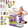 deAO 2 in 1 Supermercato e Macchina da caffè per Bambini, Giocattoli del Registratore di Cassa Scanner, Supermercato Giocattolo per Bambini, Luci e Suoni, Giochi di Ruolo Regalo per Bambina,Viola