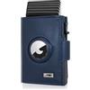 Marc Peter® Chicago Portafoglio in pelle Push Air Slim - Airtag con scomparto portamonete - protezione RFID piccolo portafoglio in pelle, Blu, MINI MÜNZFACH MIT AIRTAG FACH, Casual
