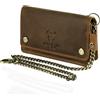 Matador Marca Portafoglio Con Catena Pelle #Dallas con Nobile Scatola Regalo, Lusso Portadocumenti Moto con RFID, Portafoglio Con Catena Uomo con Molti Scomparti per Carte, Marrone Cacciatore