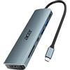 Acer Hub USB C 7 in 1, Adattatore USB C con HDMI 4K, PD 100W, Lettore Schede SD/TF, 2 USB-A 3.0 5Gbps, Adattatore multiporta USBC Hub Compatibile con iPad Pro Air, iPhone 16 Plus Pro Max, Galaxy S24