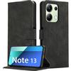 Nevecover Cover per Xiaomi Redmi Note 13 4G, Premium Pelle PU Flip Libro Protezione Completa Slot per Scheda Funzione di Supporto Custodia per Xiaomi Redmi Note 13 4G (6.67) - Nero