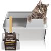 Wubushan Lettiera gatto acciaio inox, Stainless steel litter box, Lettiera gatto aperta, Toilette per gatti, Lettiera gatto xxl, Bordo alto, Non si Attacca ai Residui, Non Attira Gli Odori, Facile da Pulire