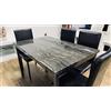 7 Star Furniture Tavolo da pranzo in pannelli MDF con effetto marmo lunghezza 120 o 150 cm colore nero e marrone con 4 o 6 sedie dalla struttura in metallo di colore nero con rivestimento in finta pelle Black 120