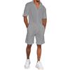 amropi Tuta Uomo Sportiva 2 Pezzi Maniche Corte Camicia Bottone e Pantaloncini Estiva Completo Grigio Chiaro,M