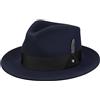 Stetson Cappello in Lana Burdock Fedora Donna/Uomo - Outdoor di Feltro da Pioggia con Nastro Grosgrain Autunno/Inverno - M (56-57 cm) Blu Scuro