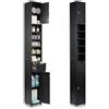 VOUNOT® Colonna Bagno, Armadio da Bagno Salvaspazio, Mobile Alto Bagni con 2 Ante e 1 Cassetto, 20x20x180cm, Nero