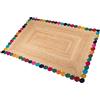 DRW Tappeto in iuta naturale con bordi rotondi multicolore 230 x 160 x 1 cm