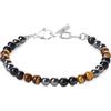 GAVU Bracciale Uomo Pietre Naturali Occhio di Tigre Onice Opaco ed Ematite, Bracciale Tripla Protezione da Uomo
