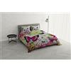 Italian Bed Linen KI-OSA Parure copripiumino con stampa digitale, 100% Morbido cotone, Made in italy, Matrimoniale, KIO-641