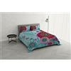 Italian Bed Linen KI-OSA Parure copripiumino con stampa digitale, 100% Morbido cotone, Made in italy, Matrimoniale, KIO-655