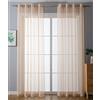 Gardinenbox 203322 - Set di 2 tende trasparenti per soggiorno, in voile, con chiusura a nastro, 245 x 140 cm (altezza x larghezza), colore: sabbia