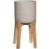Finestgreen Charlie Feet High | Vaso per piante fatto a mano su piedini in legno (XL Ø:40 H:67 cm, grigio) | Pottery Pottery Pots
