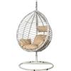 DRW Sedia sospesa in rattan artificiale e metallo bianco 117x106x198 cm