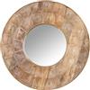 DRW Specchio da parete rotondo in legno e bordo dorato in naturale 91 x 91 x 3 cm