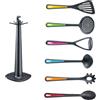 Westmark Utensili da cucina - Supporto rotante gallant con schiacciapatate, cucchiaio verdure, cucchiaio spaghetti, mestolo zuppa, schiumarola e paletta - multicolor, set da 7 pz