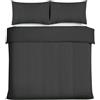 Good Nite Set di biancheria da letto king size, in microfibra spazzolata, a righe satinate, 3 pezzi, con federe, ultra morbido, con cinghie angolari (nero, king size)