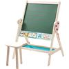 roba Set Lavagna e Seggiolino per Bambini, 69 x 57 x 99 cm, Legno Naturale/Verde