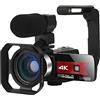 BODORME Videoregistratore con telecamera Full 4K UHD Streaming Camcorder Fotocamere digitali professionali 56MP Outdoor Videoregistratore Vlog Knit IR Night Vision(No SD Card,Rot)