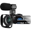 BODORME Videoregistratore con telecamera Videocamera Full 4k Videocamera professionale Streaming live Visione notturna Fotocamere digitali da 58 MP Registrazione Vlog(16G SD Card,With Lens Hood MIC)