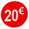 DiiliHiiri Cartellini dei Prezzi in Euro - Etichette Rotonde 20€ in Rotoli da 1000 Adesivi per Offerte e Promozioni Commerciali | Adesivo Diametro 35 mm