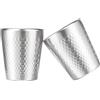 TIICOO Tazza in acciaio inossidabile Bicchieri in metallo con isolamento a doppia parete, placcati in titanio, Superficie testurizzata diamantata, lavabili in lavastoviglie (Argento)