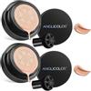 Anglicolor 2PC CC Cream,Fondotinta coprente professionale waterproof a lunga tenuta,Fondotinta compatto Opaco Oil Control,Con Spugna con testa a fungo rotonda per il trucco (#01 Porcelain, 200g)