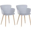 Beliani Set 2 Sedie Materiale Sintetico Grigio Gambe Metallo Schienale Ergonomico