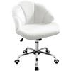 Yaheetech Sedia Ufficio Scrivania Cameretta Bianca Senza Braccioli Ergonomica in Velluto con Ruote Girevole Altezza Regolabile Schienale Design Conchiglia Imbottito Portata 136 KG