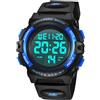 aswan watch Orologio Digitale Bambino con Sveglia, Cronometro, Data, Luce LED-Orologio da polso Ragazzo con Cinturino in Silicone-Blu,S/M