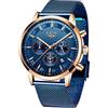 LIGE Orologi Uomo Moda Impermeabile Sportivo Sottile Design Quarzo Analogico Orologio Con Acciaio Inossidabile Blu Mesh Band Orologio da polso