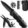 Multper Coltello Multiuso, 15 in 1 Pinza, Regalo Anniversario Uomo con 18 in 1 Fiocco di Neve Strumento, per Lui, Papa Compleanno, Natale
